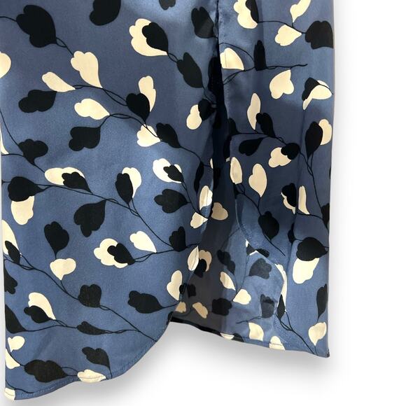 Loft Small Blue Floral Midi Slip Dress High Neck Drawstring y2K Beach Wedding - Picture 6 of 8